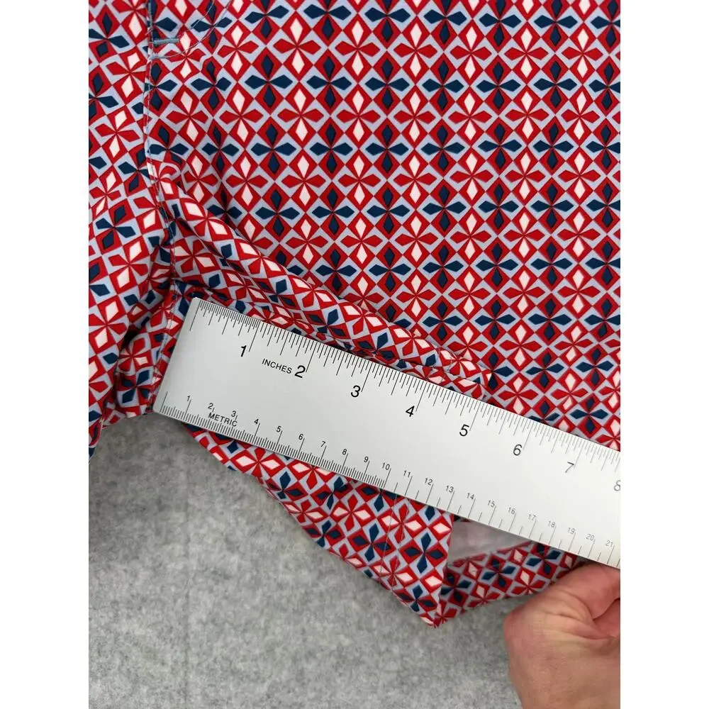 Fair Harbor The Sextant Geometric Swim Trunks Men's Size 34 Red Blue Side Stripe